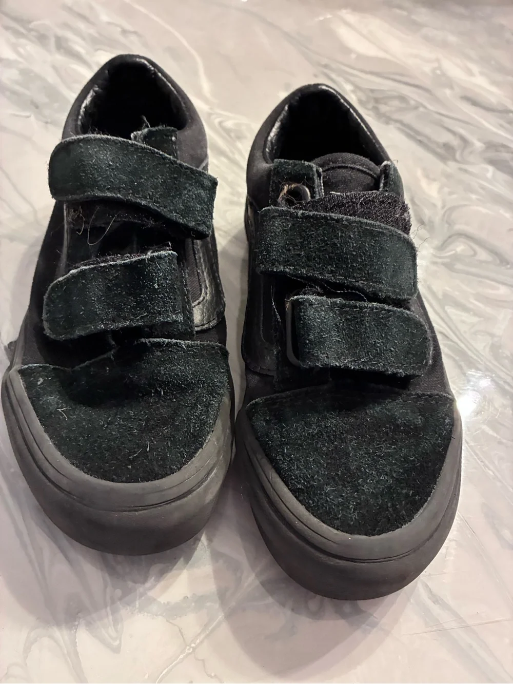Kids Vans Black Velcro Suede Sneakers - Comfortable Everyday Shoes